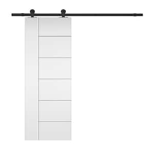 Modern Classic 30 in. x 84 in. White Primed Composite MDF Paneled Sliding Barn Door with Hardware Kit