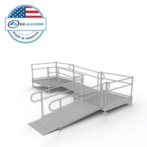 PATHWAY 12 ft. L-Shaped Aluminum Wheelchair Ramp Kit with Solid Surface Tread, 2-Line Handrails and (2) 5 ft. Platforms