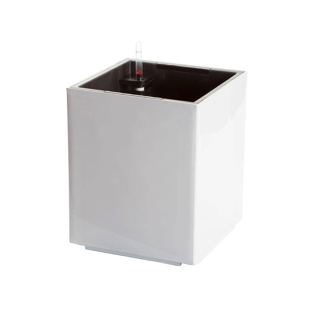 White Glossy Medium Self-Watering Square Planter