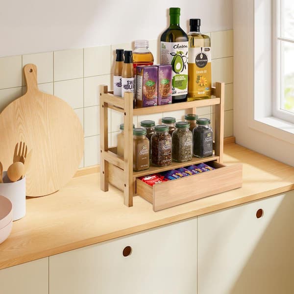 Sorbus 2-Tier Bamboo Shelving Unit (12.62 in. H x 6.37 in. W x