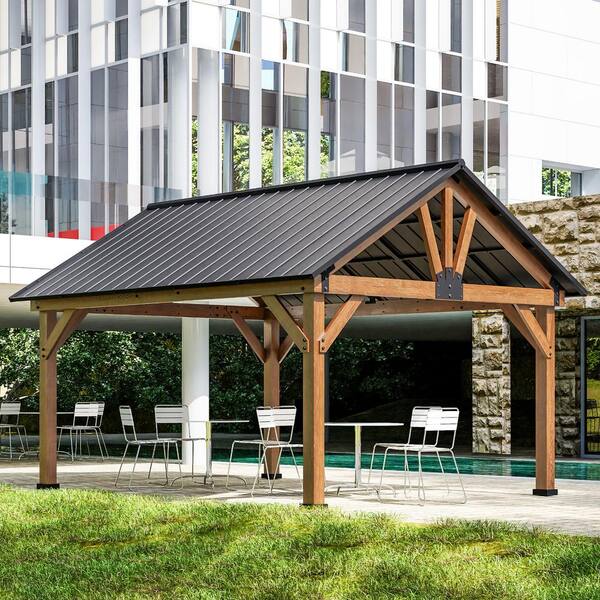 MeetLeisure 15 ft. x 13 ft. Premium Cedar Wood Outdoor Garden Patio