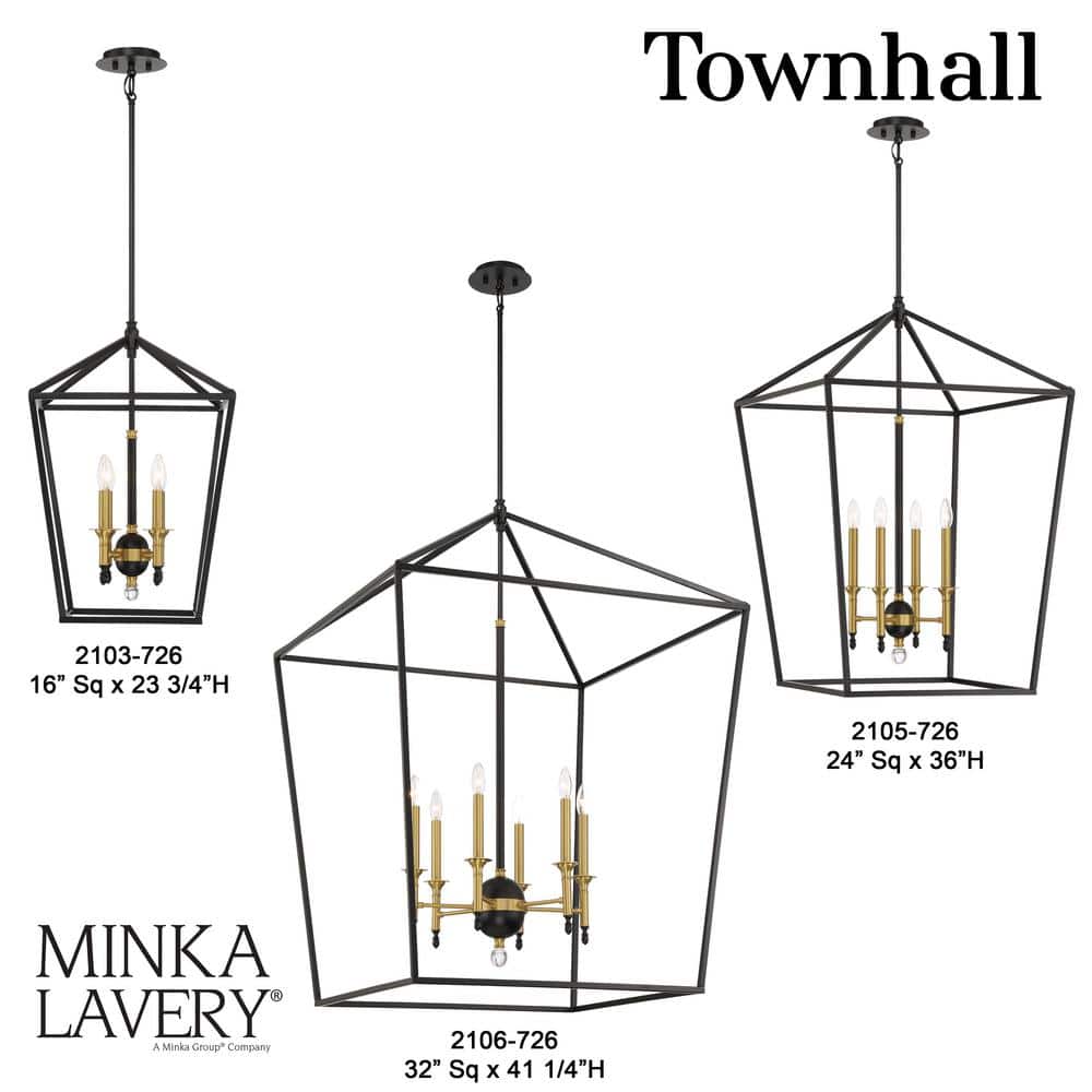 Elegant Coal and Soft Brass 4-Light Pendant for Indoor/Outdoor
