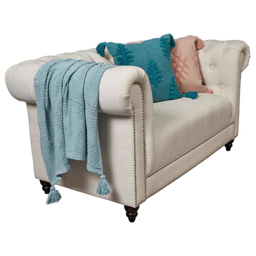 Blue Organic Cotton Waffle Weave Throw Blanket