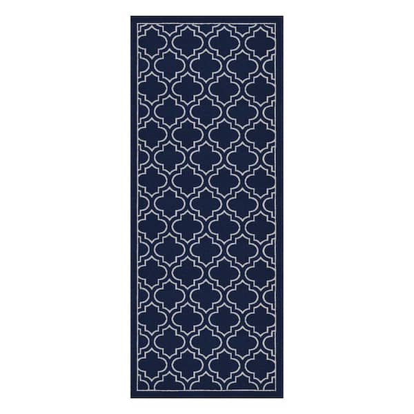 TrafficMaster Trellis Navy 3 ft. x 4 ft. Striped Non-Slip Indoor Area Rug