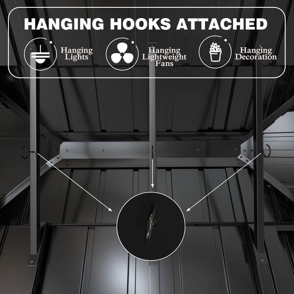 20 ft. W x 12 ft. D Double Hardtop Gazebo with Pre-Painted Galvanized Steel Roof and Textilene Netting