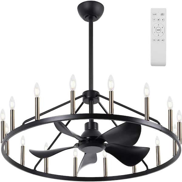24 in. Indoor Nickel Wheel Ceiling Fan with LED Light and Remote