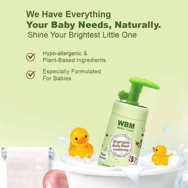 WBM 3 in 1 Baby Shampoo with Honey, Wheatgerm and Organic Olive