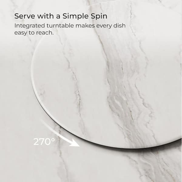 Spruce & Spring Nara Modern White Ceramic Stone 61 in. Pedestal