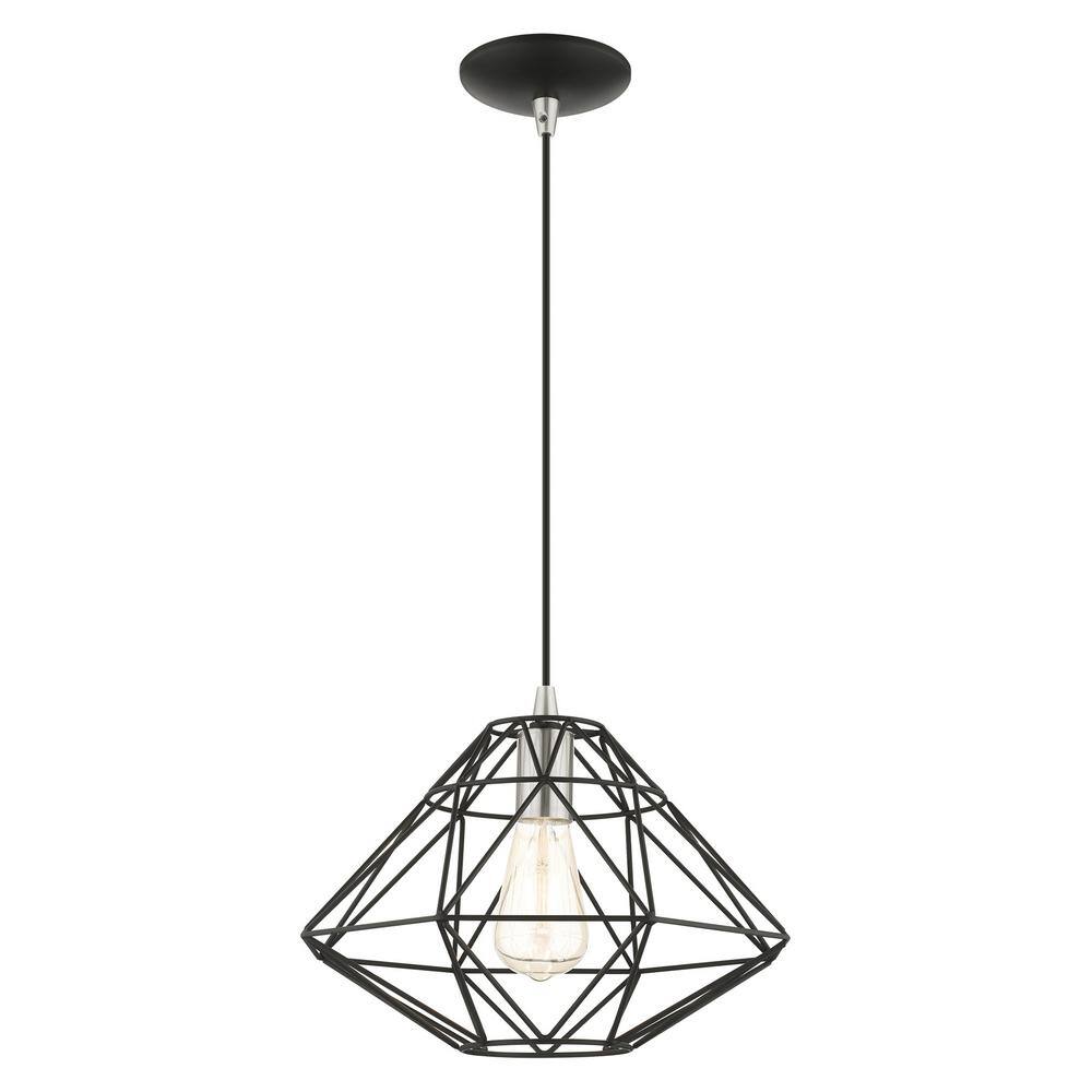 Geometric Black and Nickel Mini LED Pendant Light