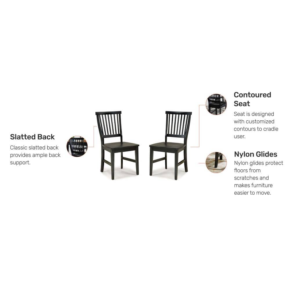 Black High Ladderback Solid Wood Side Chair Set