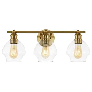 Mylsa 40-Watt 3-Light Gold Pendant-Light with Clear Shade