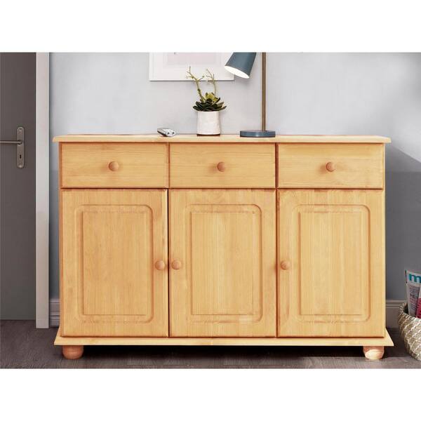 REALROOMS Chester Stain/Wax Wood 47in W Sideboard with 3