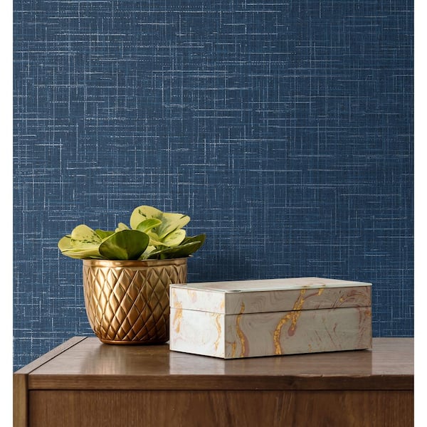 Cobalt Glitter Faux Finish Paper Unpasted Nonwoven Wallpaper Roll 60.75 sq. ft.