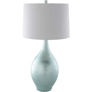 Auden 30.3 in. Mint Indoor Table Lamp with White Barrel Shaped Shade