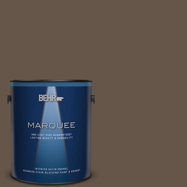 BEHR MARQUEE 1 gal. #N220-7 Cavalry Brown One-Coat Hide Satin Enamel Interior Paint & Primer