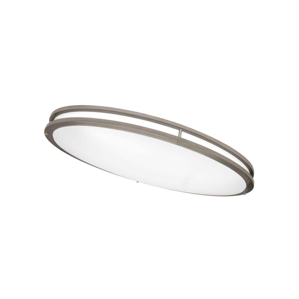 Orbit 32 in. Brushed Nickel Oval LED Flush Mount Ceiling Light Night Light 