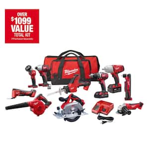 M18 18V Lithium-Ion Cordless Combo Kit (10-Tool) with (2) Batteries, Charger and (2) Tool Bags