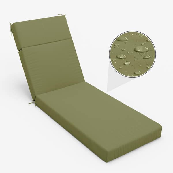 80 in. x 26 in. x 4 in. Outdoor Water-Resistant Replacement Chaise Lounge Seat Cushion Light Green