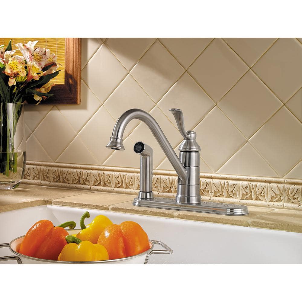 Portland Stainless Steel Single Handle Kitchen Faucet with Side Spray