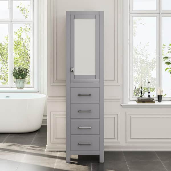 Aberdeen 18 in. W x 20 in. D x 72 in. H Gray Freestanding Linen Cabinet