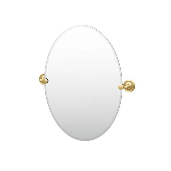 Gatco Designer II 20 in. W x 27 in. H Frameless Single Oval Mirror in Brushed Brass
