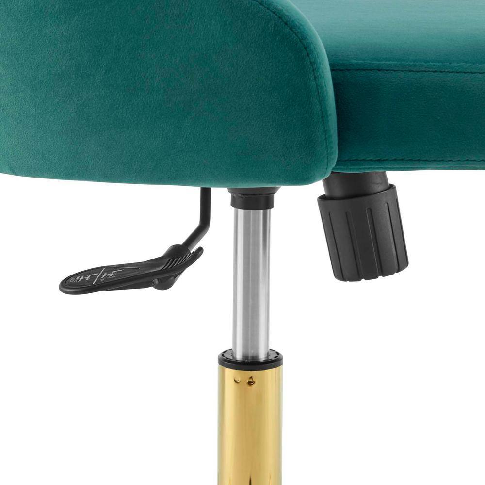 Elegant Tufted Gold Teal Swivel Task Chair with Velvet Upholstery