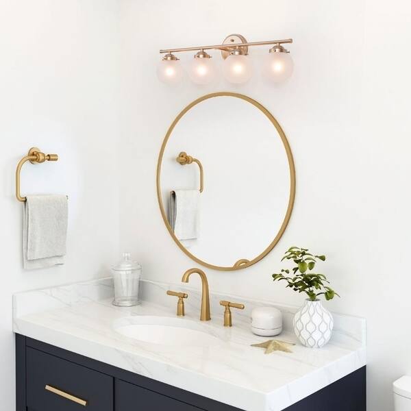 LNC Modern Brass Gold Bathroom Vanity Light 4-Light Indoor Linear