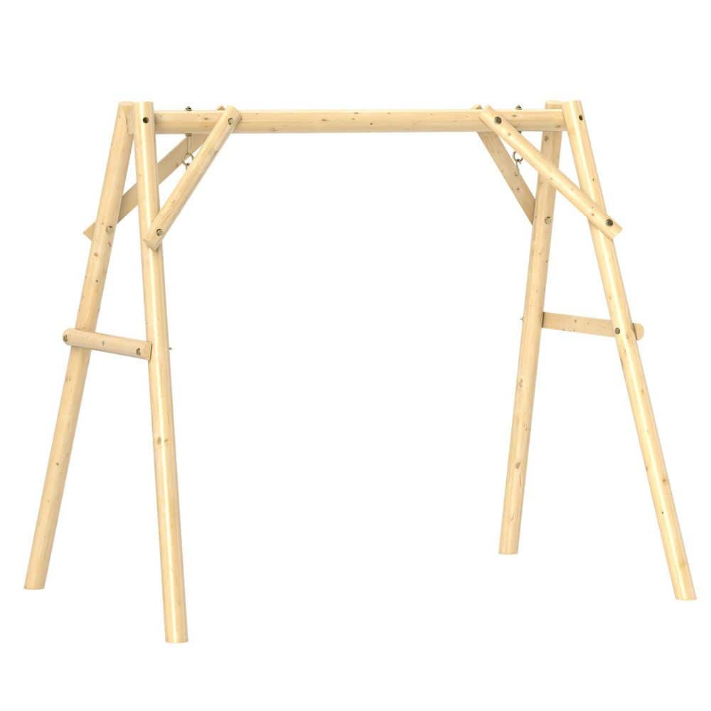 2-Person Wooden Porch Swing Frame, A-Frame Swing Stand