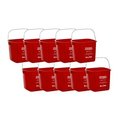 3 Qt. Red Plastic Cleaning Bucket Pail (10-Pack)