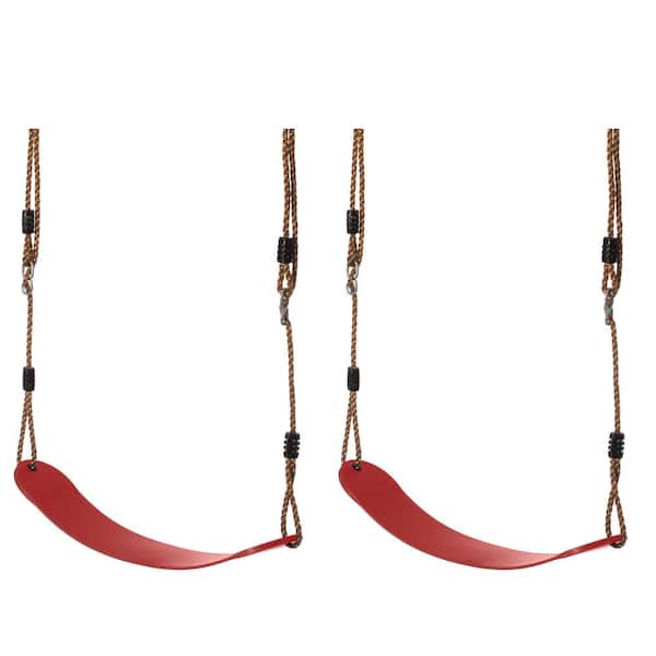 Outdoor Playground Kids Heavy-Duty Swing Seat, EVA Belt Swing with Rope for All Ages, Red (Set of 2)