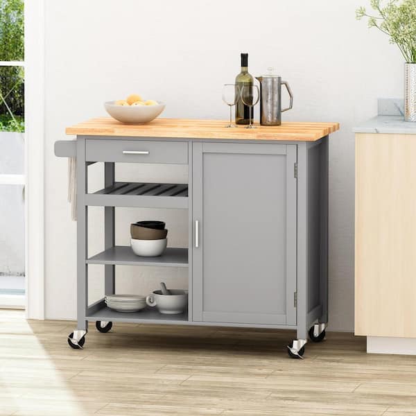 ANTFURN Grey Kitchen Cart with Drawers;Shelf;Wheels