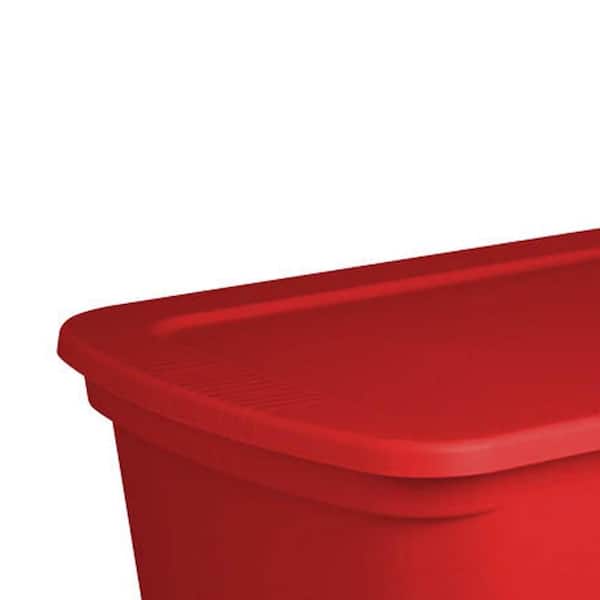 Sterilite 18 Gallon Plastic Stackable Storage Tote Container, Red (16 Pack)