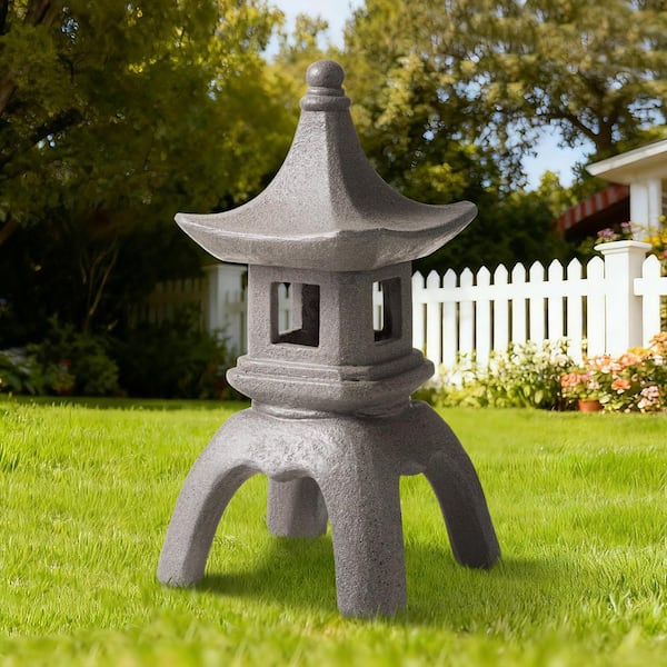 Glitzhome 24 in. H MGO Faux Concrete Pagoda Garden Statue