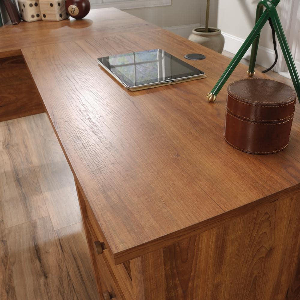 Prairie Cherry L-Shaped Executive Desk with File Storage