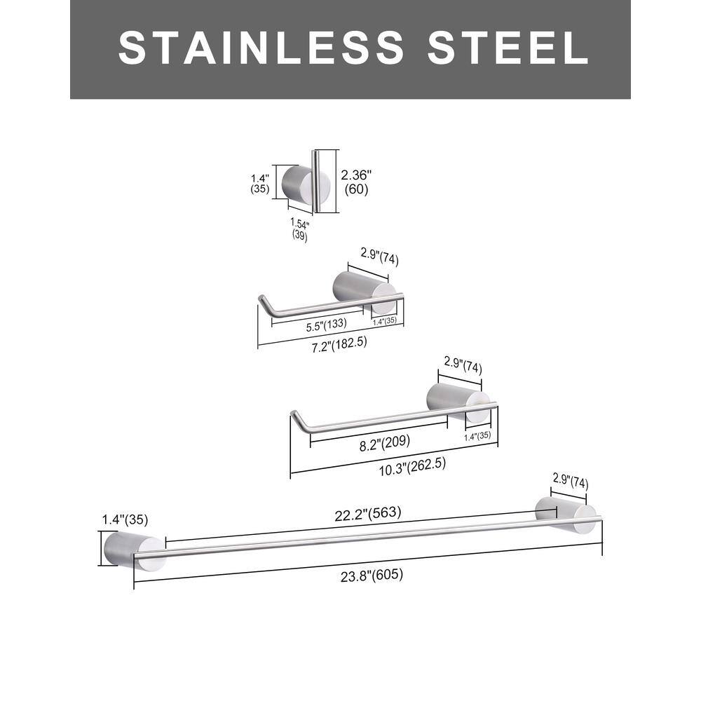 Brushed Nickel 5-Piece Stainless Steel Bathroom Hardware Set