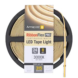 RibbonFlex Pro 24-Volt White COB 8.2 ft. Hardwired Dimmable Cuttable Integrated LED Strip Light Tape 3000K 315 Lumens/ft