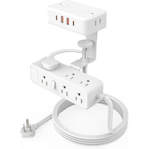 Flat Plug Desk Clamp Power Strip, Dual PD20W USB C, ACOZVIN Surge Pr