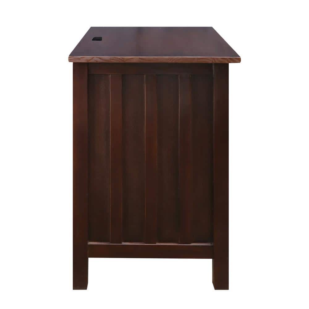 Espresso Solid Wood Nightstand with Built-in USB Ports