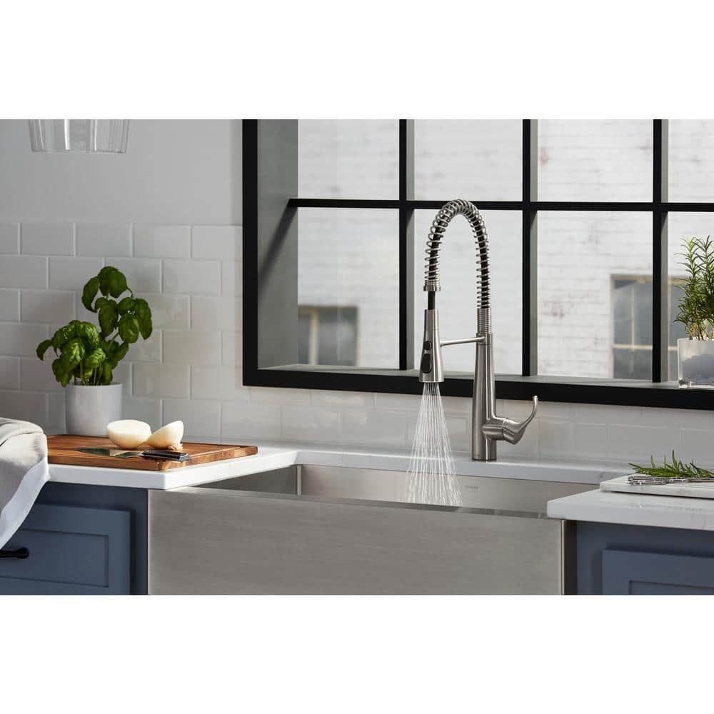 Stainless Steel Semi-Professional Kitchen Faucet with Pull-Out Spray