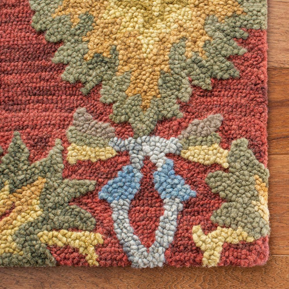 Blossom Red and Multicolor Floral Wool 8' x 10' Area Rug