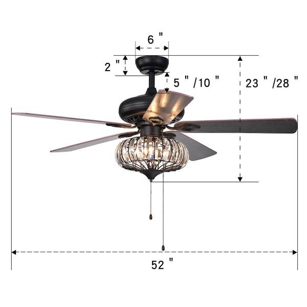 Jushua 52 In Black Wood Blade Metal Crystal Ceiling Fan With 5 Color Ac Motor For House Corridor Light Decorative Djyc L Kbs5261 The Home Depot Wood Blade Metal Crystal Ceiling Fan, Ac 527 Ceiling Fan