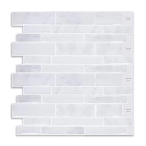 Yipscazo 11.80 in. x 11.80 in. White Vinyl Peel and Stick Backsplash Tiles for Kitchen ( 10-Pack/9.7 sq. ft. )