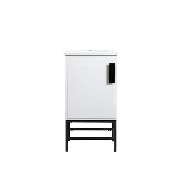 Unbranded Timeless Home 19 in. W x 18 in. D x 33.5 in. H Bath Vanity in White with Ivory White Engineered Stone Top