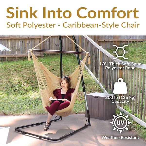 Sunnydaze Caribbean 4 ft. X-Large Hammock Chair in Tan LY-CHC-TN
