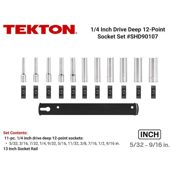 TEKTON 1/4 in. Drive Deep 12-Point Socket Set 5/32 in. to 9/16 in
