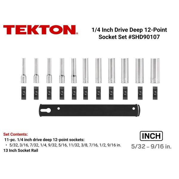 1/4 in. Drive Deep 12-Point Socket Set 5/32 in. to 9/16 in. (11-Piece)
