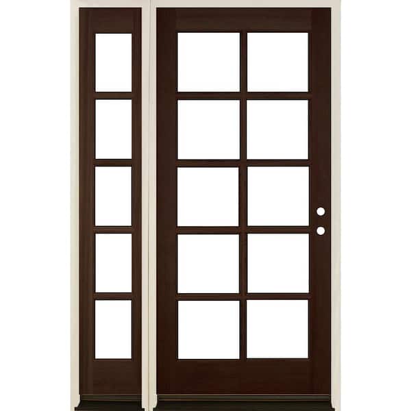 Krosswood Doors 50 in. x 80 in. French RH Full Lite Clear Glass Provincial Stain Hemlock Prehung Front Door with LSL
