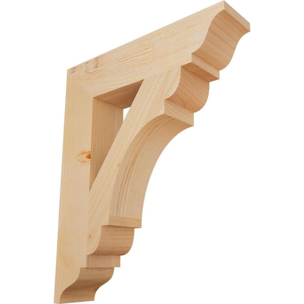 Ekena Millwork 3.5 in. x 22 in. x 18 in. Douglas Fir Olympic Traditional Smooth Bracket
