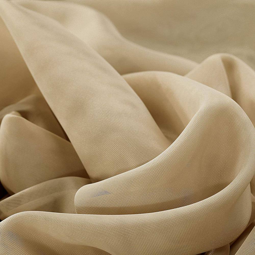 Soft Tan Sheer Polyester Rod Pocket Curtain Panels - 50" W x 108" L (2-Pack)