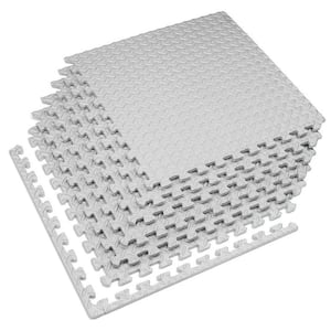 Light Gray 24 in. W x 24 in. L x 1/2 in.Thick Diamond Plate EVA Foam Exercise/Gym Tiles (6 tiles) (24 sq. ft.)